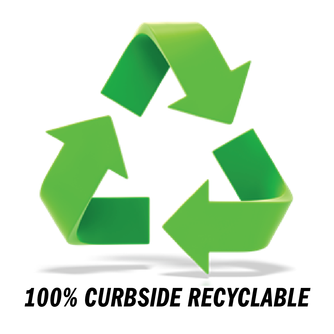 100% Curbside recyclable logo