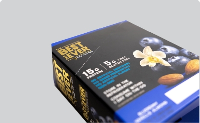 Foil stamping on a folding carton.